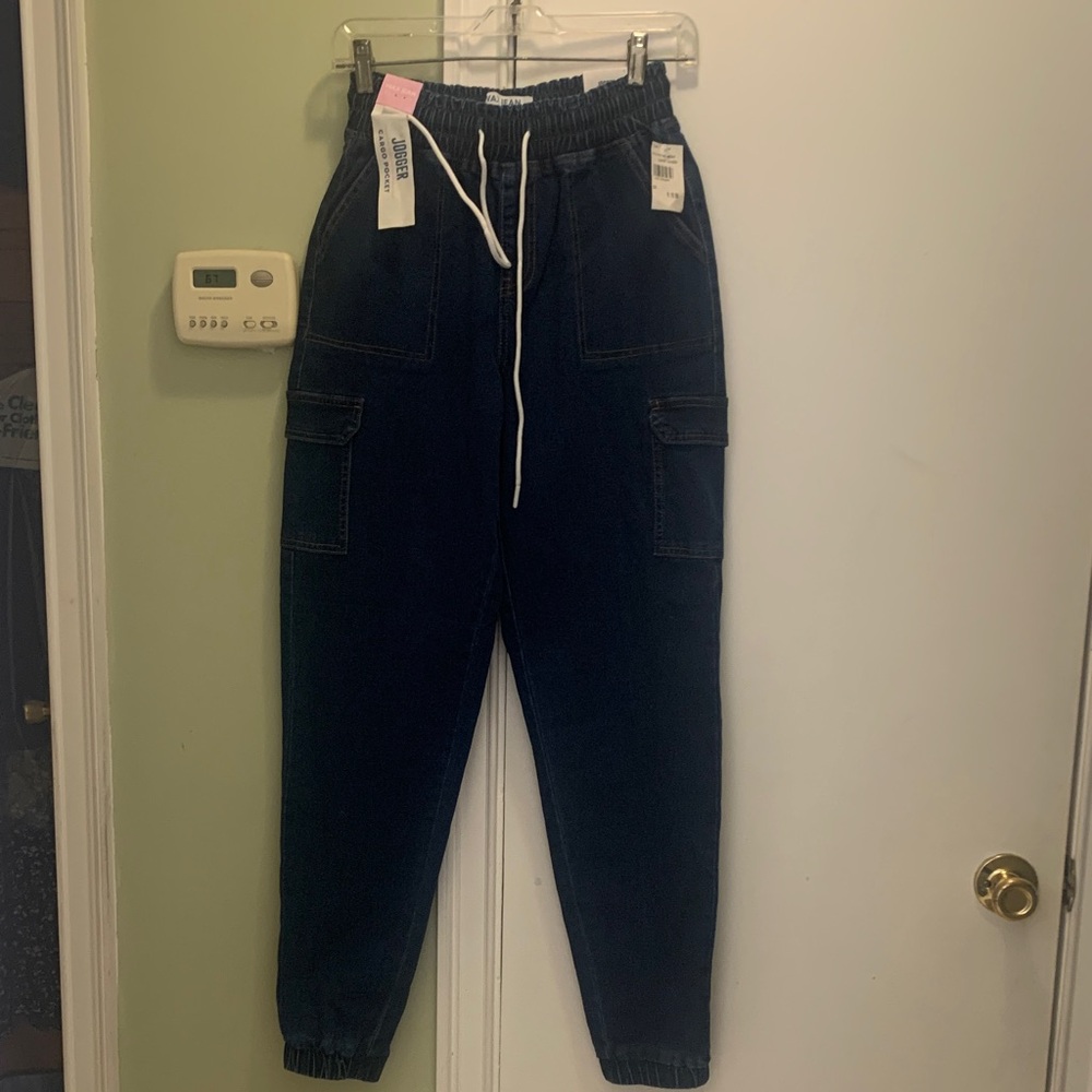 Wax Jean Navy Cargo Jogger with Drawstring